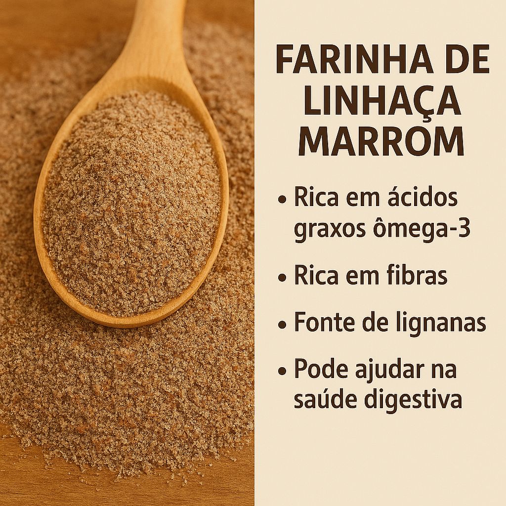 Farinha de Linhaça Marrom 500g Embalagem Refil Wvegan