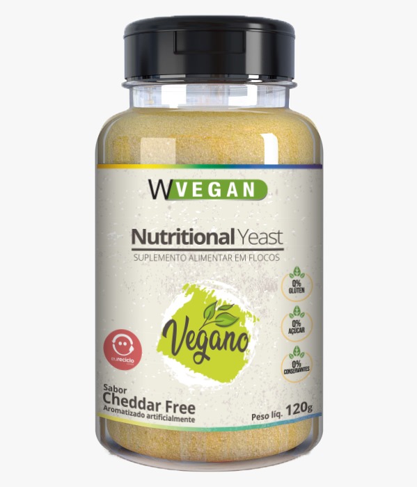 Nutritional Yeast 120g Flocos Sabores WVegan - Levedura Nutricional - CHEDDAR FREE Vegano