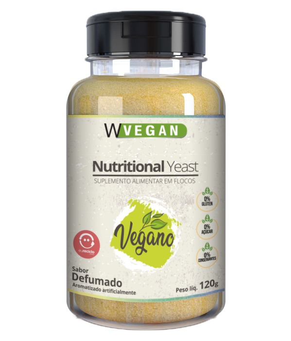 Nutritional Yeast Flocos 120g Levedura em Flocos Sabor Defumado WVegan Vegano