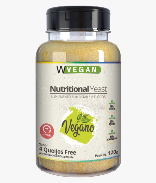 Nutritional Yeast Flocos Sabor 4 Queijos Free 120g WVegan Vegano
