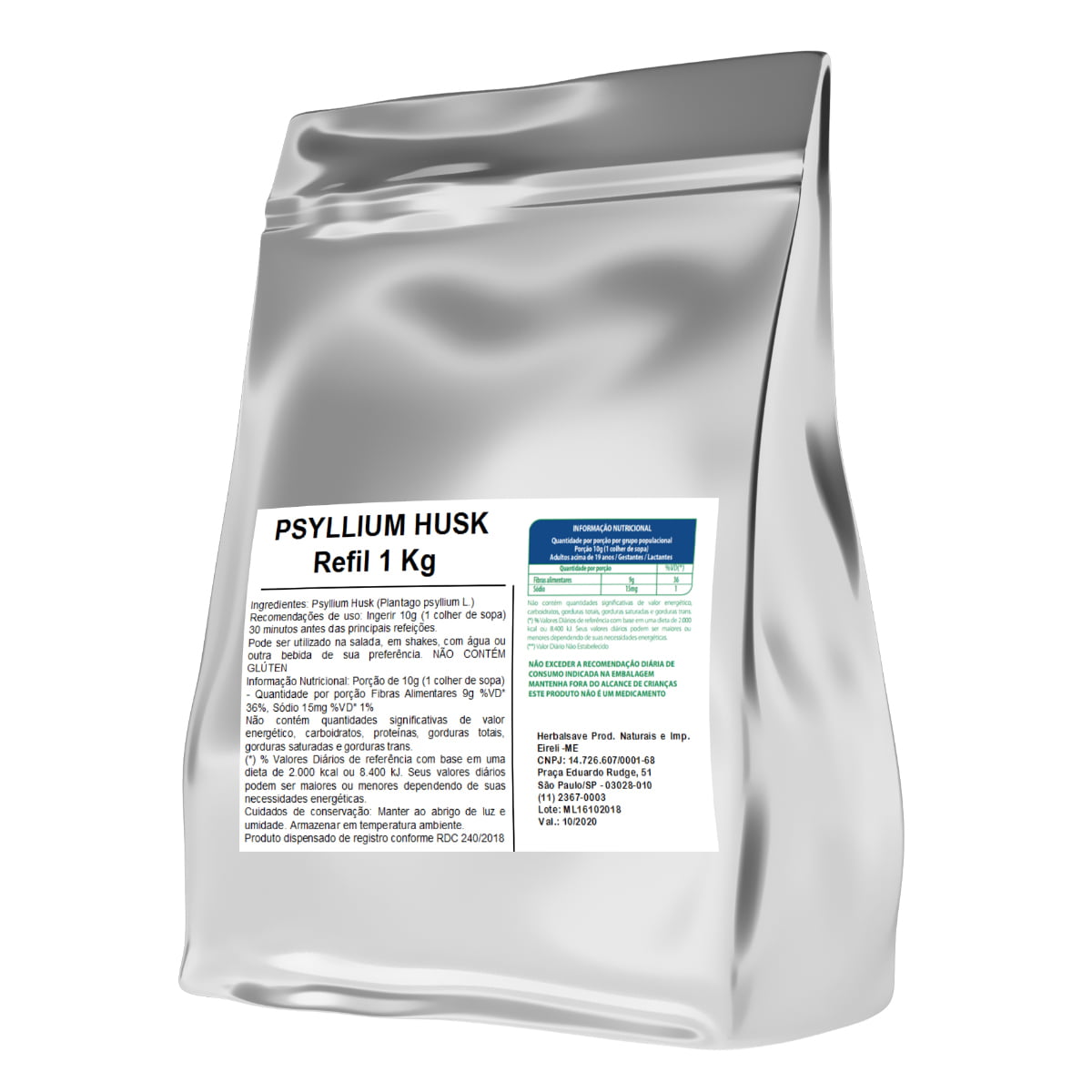 Psyllium 1Kg 1 Kilo Quilo Refil Psillium Mais Nutrition