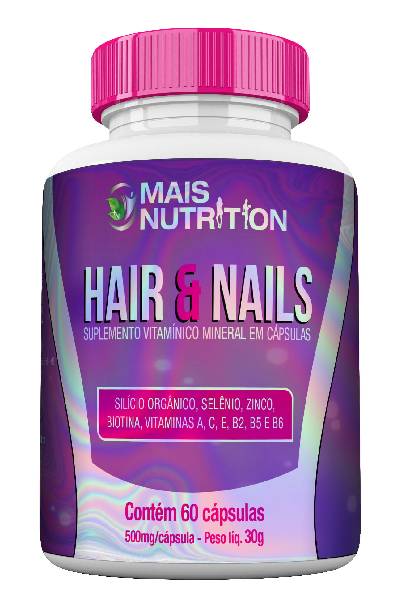 Cabelos e Unhas Hair & Nails 500mg 60 capsulas - Mais Nutrition