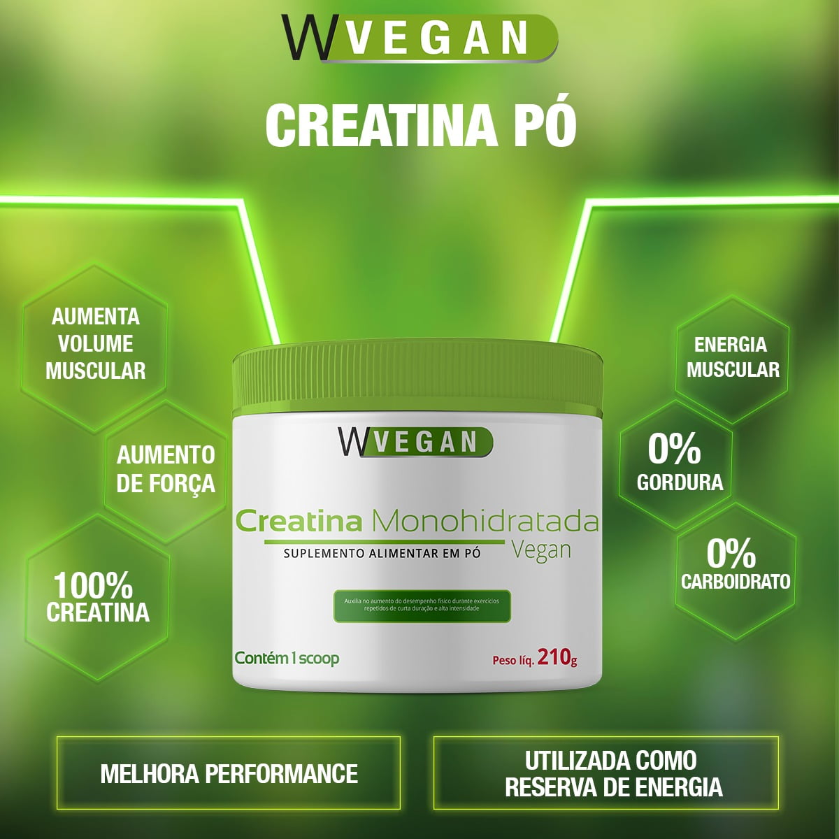 Creatina Vegan 210 gramas Vegetariana