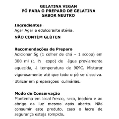 Gelatina Vegan 50g - Sem Sabor Vegano