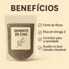 Semente de chia 500g Embalagem refil Wvegan Semente de chia 500g Embalagem refil Wvegan