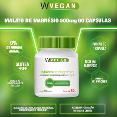 Malato de Magnésio 500mg 60 capsulas WVegan Vegano