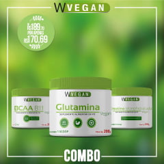 Combo 1 Glutamina 200g + 1 BCAA 200g Uva + 1 Creatina 200G WVegan Vegano