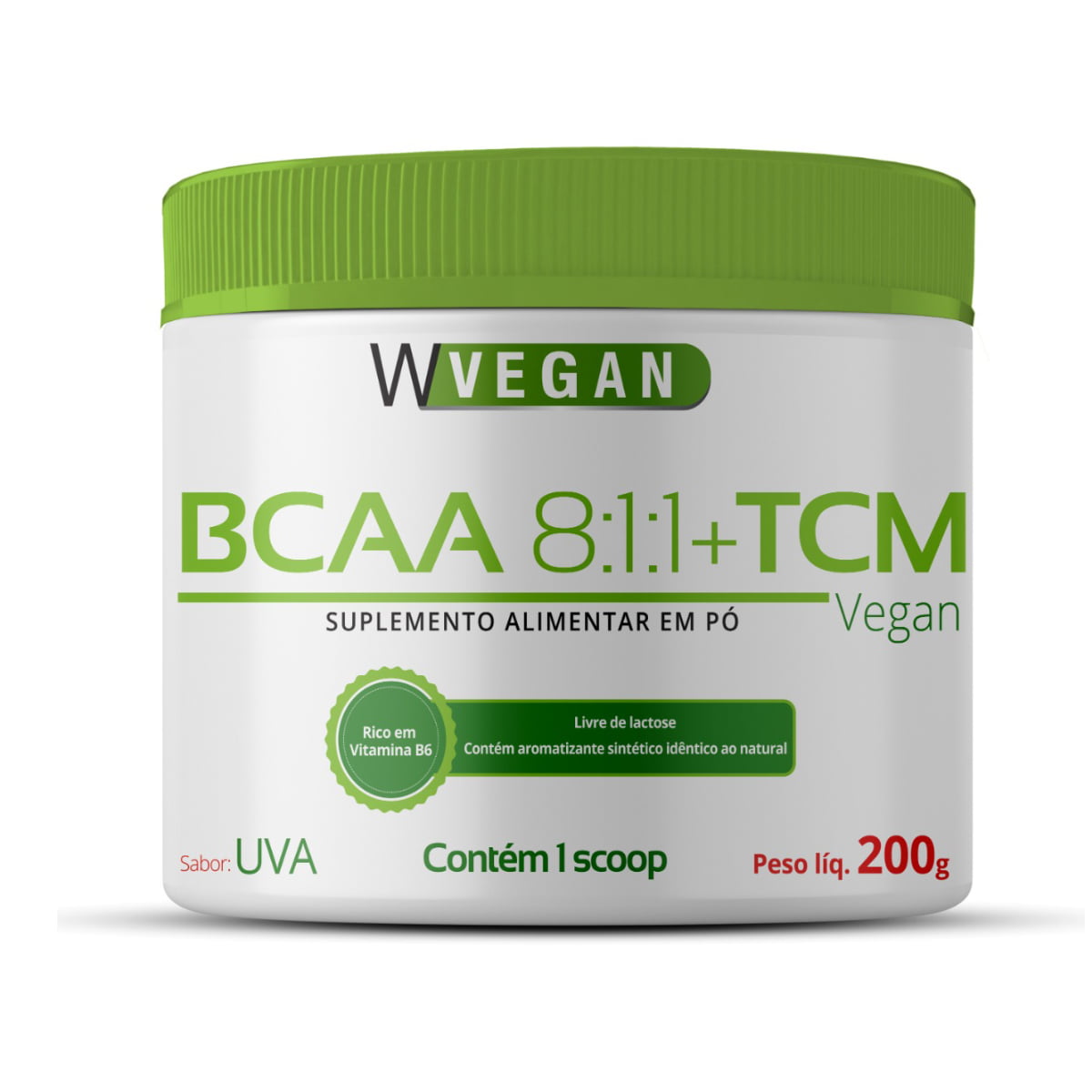 BCAA 8:1:1 + TCM 200g 200 gramas sabor Uva WVegan