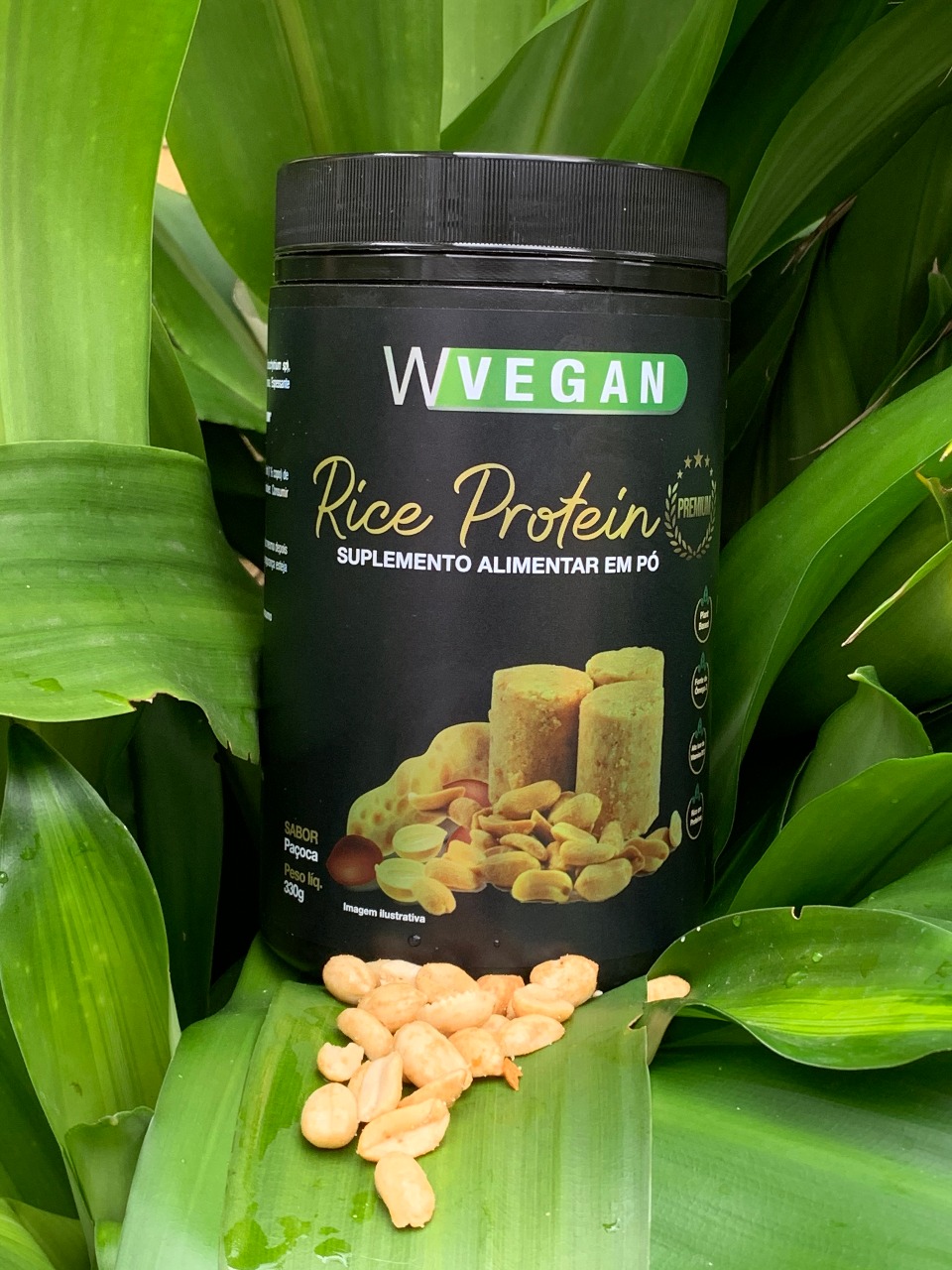 Rice Protein Premium 330g com DHA WVegan Paçoca - Proteina de Arroz Pacoca Vegano