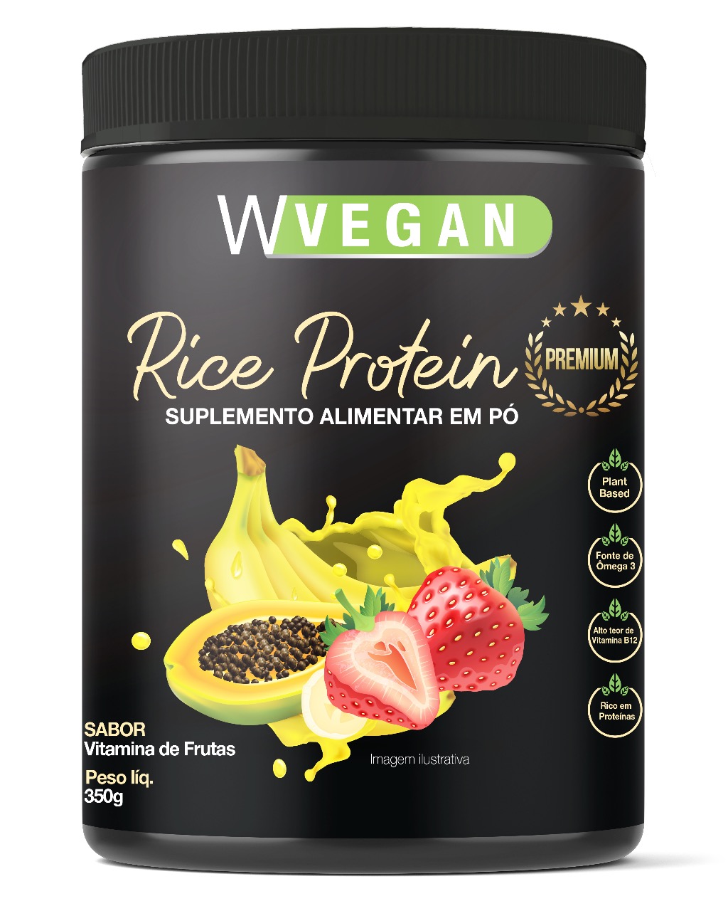 Rice Protein Premium 350g WVegan Sabor Vitamina de Frutas Vegano