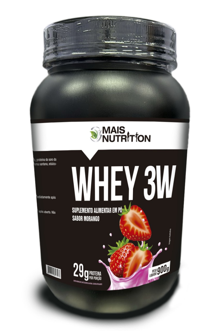 Whey Protein 3W Sabor Morango 900 gramas Mais Nutrition